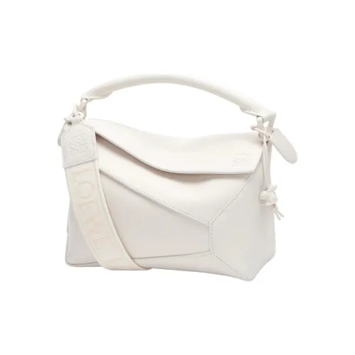 LOEWE Пазл Сатин Коровья кожа Сумка через плечо Сумка Маленькая Women's White Глазурь