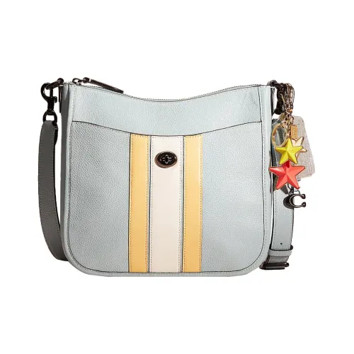 COACH Chaise Сумка через плечо из крупнозернистой текстуры кожи большая женская аква-синий