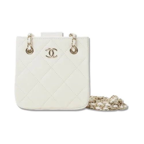 CHANEL Клатч из овечьей кожи кошелек для монет сумка через плечо мини женский белый
