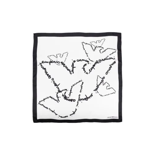 EMPORIO ARMANI Шелковые шарфы Белый/Черный Женские