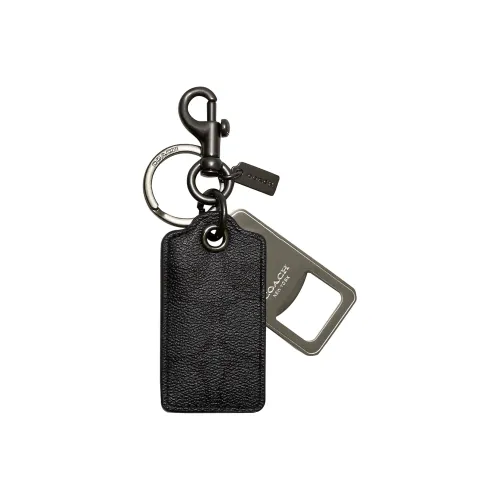 COACH Key Fob Покрытый холст Кольцо для ключей с застежкой Сумка Мерч Мини Женские Черный