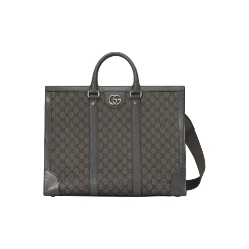 GUCCI Ophidia Холст и Кожаная Сумка-Тот Сумка для покупок Сумка через плечо Сумка Большая Мужская Серого цвета