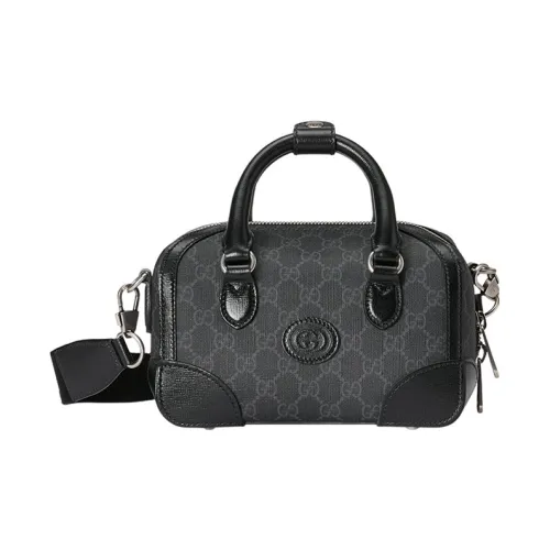 Gucci Canvas с кожаными вставками Сумка Сумка через плечо Сумка через плечо Путешественная сумка Маленькая Мужская Черная