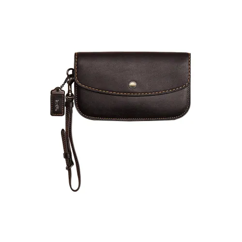 COACH Перчатка из дубленой кожи Кошелек для монет на запястье Клатч Маленький Женский Черный