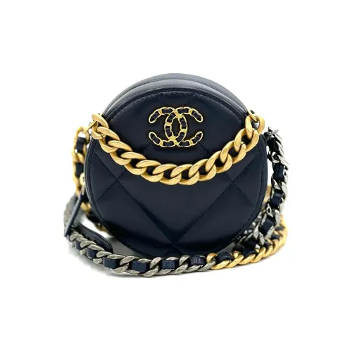 CHANEL 19Bag Овчина Evening Bag Круглая сумка Ручная сумка Сумка через плечо Женская Темно-синяя