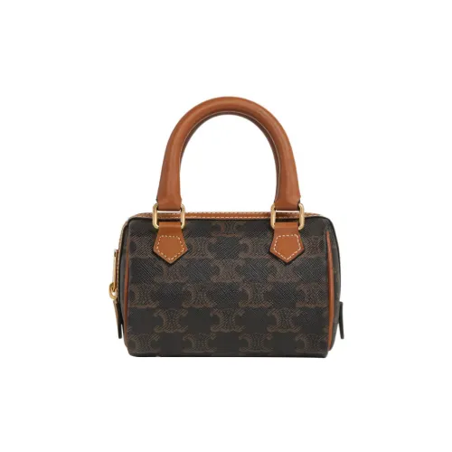 CELINE Сумка Boston из коровьей кожи сумка через плечо мини-сумка женская цвет рыжевато-коричневый