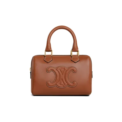 CELINE Triomphe Гладкая коровья кожа Бостон Сумка через плечо Сумка Маленькая Женская Рыжевато-коричневая