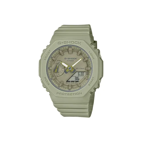 CASIO Liquid Crystal Analog Dual Display Series Кварцевый механизм Смольный ремешок Часы Женские Зеленый циферблат