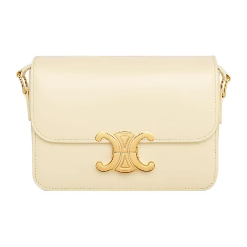 CELINE Teen Triomphe Блестящий Телячья кожа Сумка через плечо Сумка на плечо Женская Светло-желтый Светло-желтый