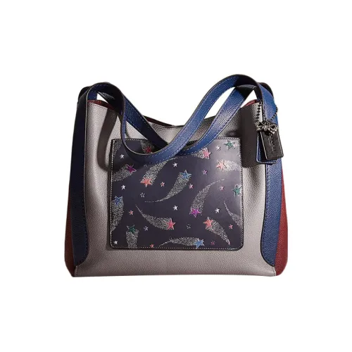 COACH Hadley Pebble Кожа Хобо Сумка Сумка Плечевая Сумка Женская Серый и Синий