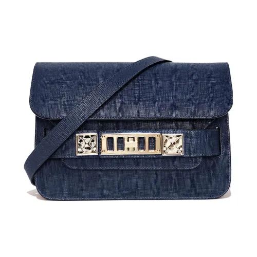 PROENZA SCHOULER Телячья кожа с вставками из кожи Сумка через плечо Сумка на плечо Мини Женская Темно-морская синяя