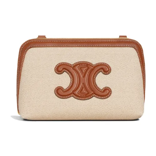 CELINE Cuir Triomphe Triumph Кожаный через плечо клатч из коровьей кожи женский натуральный коричневый