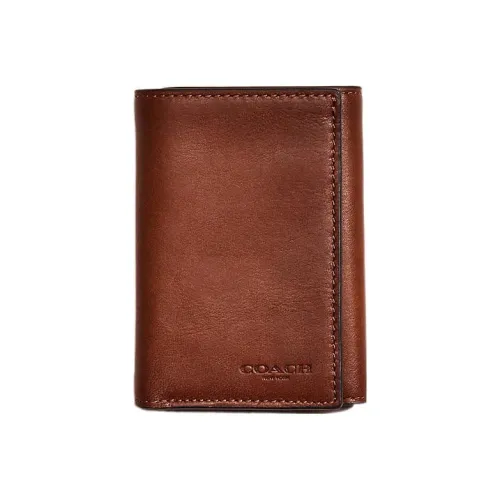 COACH Трехсекционный кошелек из кожи держатель для карт кошелек унисекс цвет каштановый