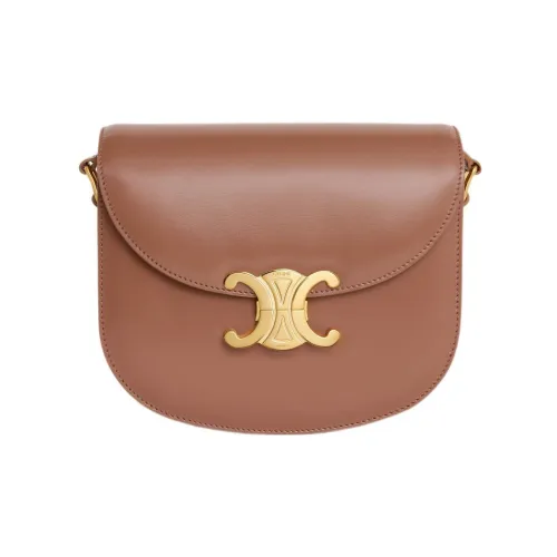 CELINE Triomphe Коровья кожа Сумка через плечо Сумка на плечо Женская Темно-коричневый