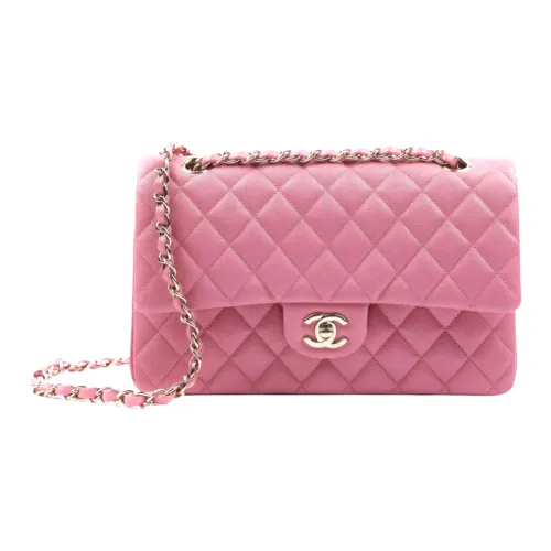 CHANEL Classic Flap CF с рельефной телячьей кожей сумка с клапаном сумка через плечо среднего размера женская резиновый цвет розовый