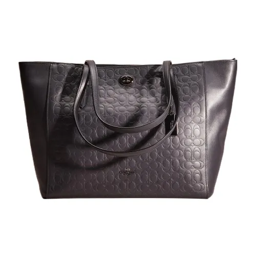 COACH Turnlock Телячья кожа Тоут Сумка Сумка для покупок Сумка Сумка через плечо Большая Женская Черная