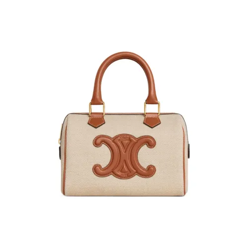 CELINE Cuir Triomphe Ткань Коровья кожа Сумка Маленькая Женская Коричневый Натуральный