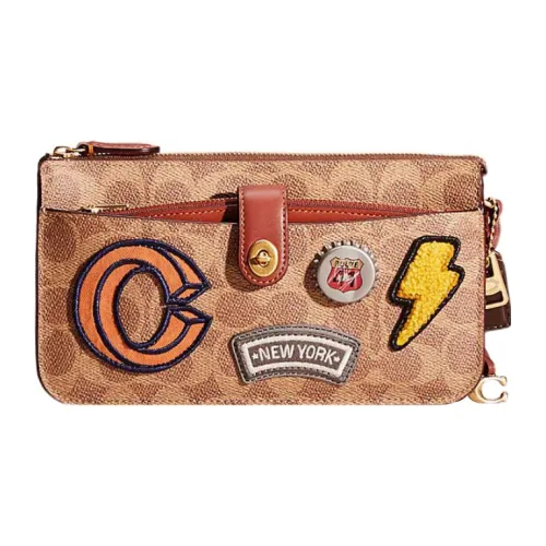 COACH NOA POP Up Signature Покрытый холст с утонченной телячьей кожей Сумка через плечо Маленькая Женская Коричневый и Ржавый