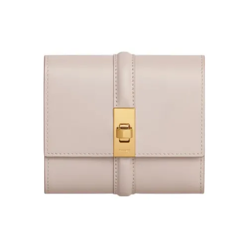 CELINE Трехсекционный блестящий кошелек из коровьей кожи маленький женский телесный