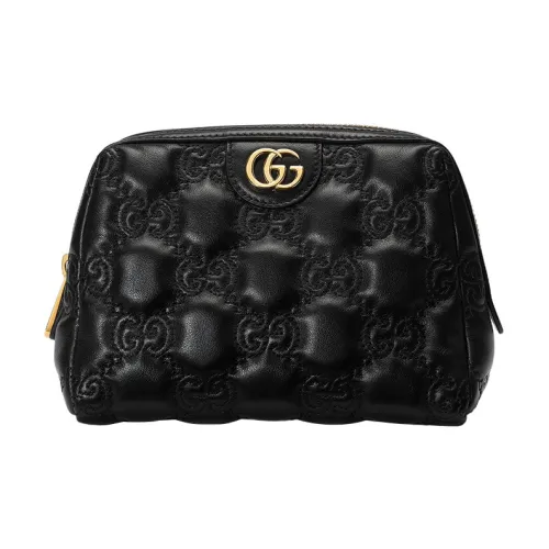 GUCCI GG Matelassé Кожа Клатч Сумка для хранения Макияжа Маленькая Женская Черная
