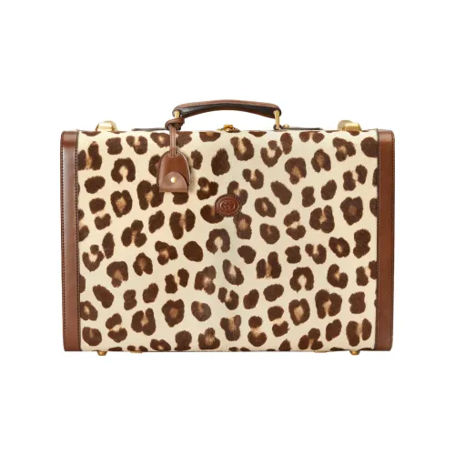 GUCCI Телячья кожа с кожаными вставками обметка чемодан дорожная сумка твердый чехол женский коричневый бежевый