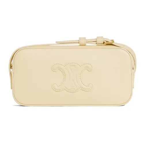 CELINE Cuir Triomphe Triumph Коровья кожа Сумка через плечо Мини Женский Светло-желтый Светло-желтый