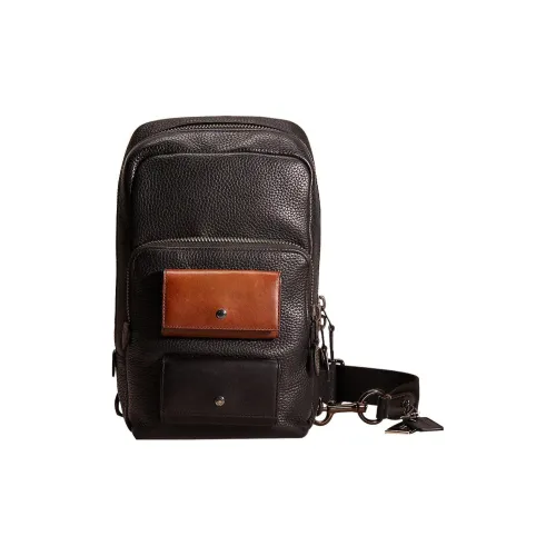 COACH Gotham Каменная кожа с телячьей кожей Сумка через плечо Маленькая Мужская Черная