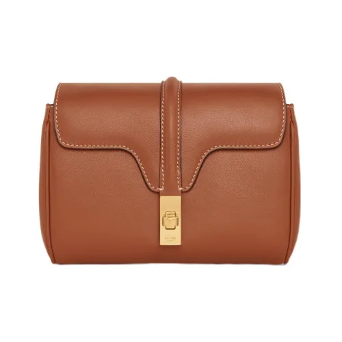 CELINE 16 Soft Телячья кожа Сумка через плечо Мини Женская Коричневая