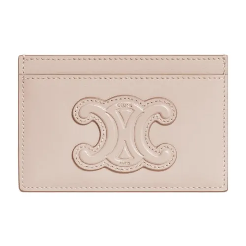 CELINE Cuir Triomphe Блестящий Телячья кожа Держатель для карт Держатель для карт Женский Нюдовый