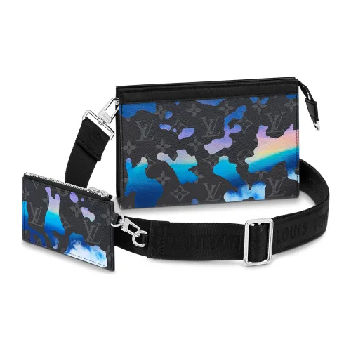 LOUIS VUITTON Покрытый холст с коровья кожа комбинированная сумка сумка через плечо мини мужская многоцветная