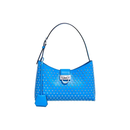 FERRAGAMO Trifolio Телячья кожа Сумка через плечо Женская Синяя