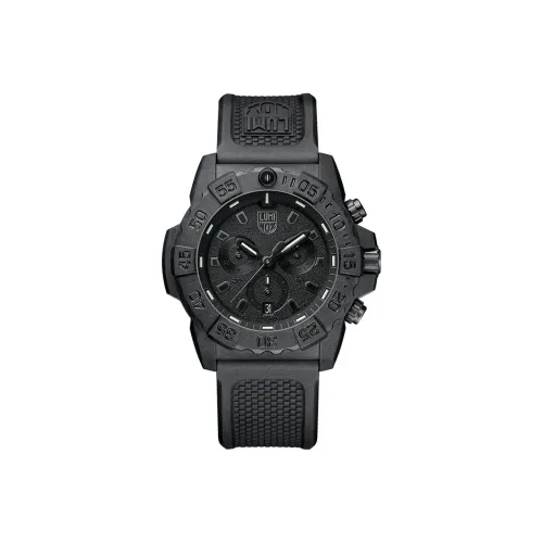 LUMINOX Кварцевый механизм Мужские часы Часы 45 мм Черный циферблат Углеродное волокно Чехол для часов Резиновый ремешок XS.3581.BO.L