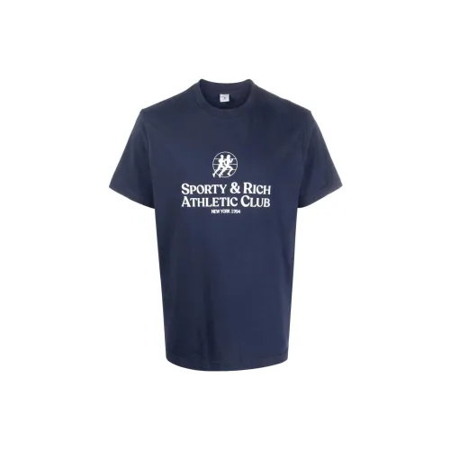 SPORTY & RICH Морской синий Унисекс T-рубашки