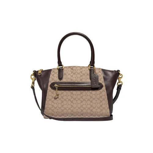 COACH Elise Подпись Покрытый холст Утонченная Телячья кожа Пельменная Сумка Сумка через плечо Сумка через плечо Средняя