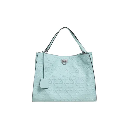 FERRAGAMO Trifolio Телячья кожа Тоут Сумка Сумка для покупок Сумка Женская Ледниково-голубая