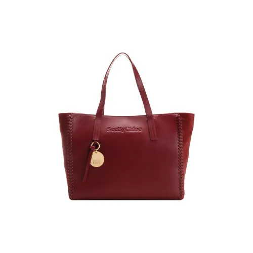 See By Chloe Коровья кожа с замшей сумка-тоут сумка для покупок сумка через плечо обычная женская красная