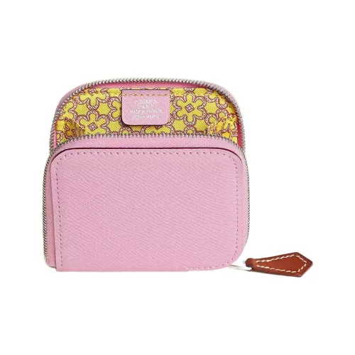 HERMES Silk'In Epsom BARENIA Телячья кожа Кошелек для монет Кошелек Женские Лес Фиолетовый Лимон Медный Красный