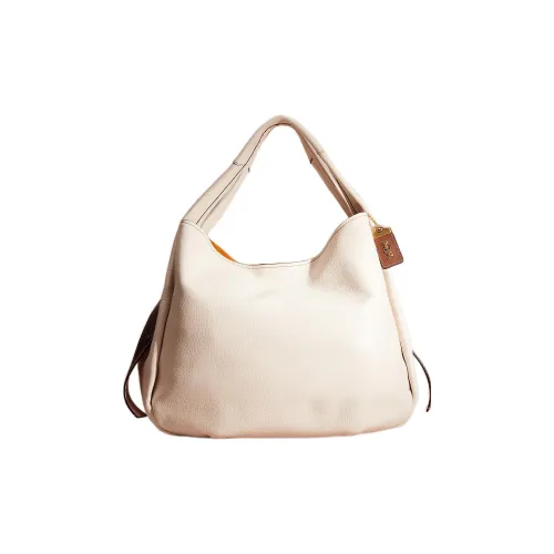 COACH Bandit Крупнозернистая текстура Кожа Сумка через плечо Большая Женская Мел Белый