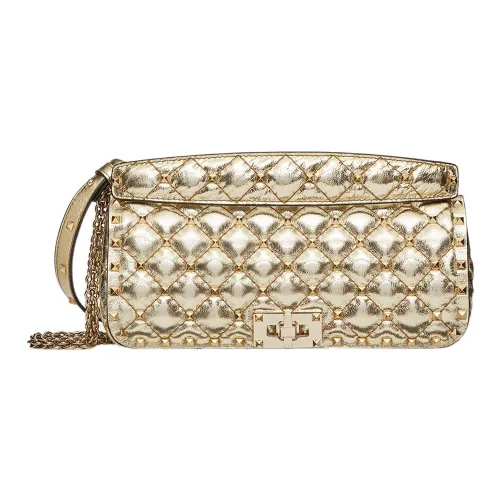 Valentino ROCKSTUD SPIKE Телячья кожа Сумка через плечо Сумка на плечо Женская Золотая
