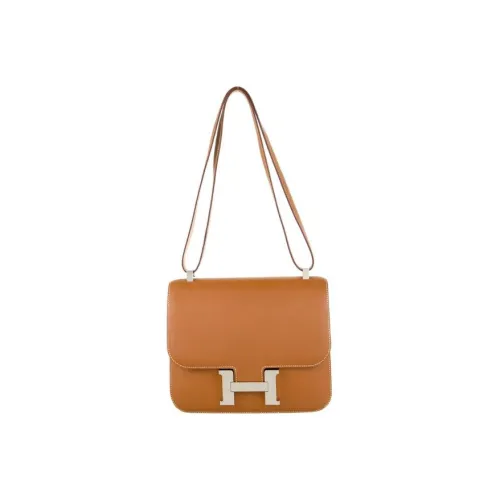 HERMES Constance Эпсом Кожа Сумка через плечо Сумка на плечо Женская 37 Золотисто-коричневый