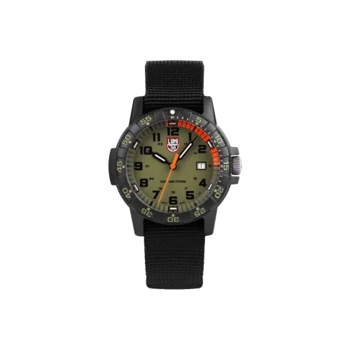 LUMINOX Кварцевый механизм Мужские часы Часы 44 мм Зеленый циферблат Углеродное волокно Чехол для часов Холст Ремешок