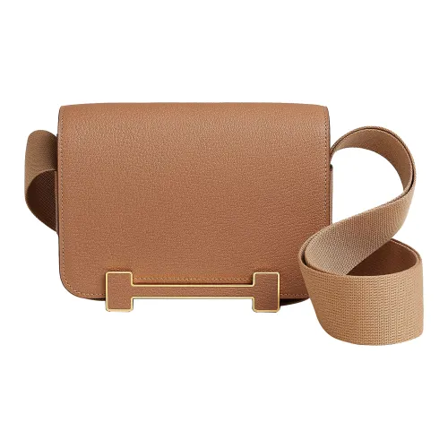 HERMES Geta Козья кожа Деревянные Сандалии Сумка Сумка через плечо Сумка на плечо Женская Молочно-чайная