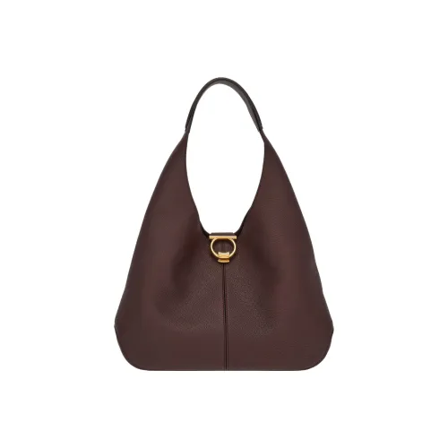 Ferragamo Gancini Телячья кожа Сумка-хобо Сумка Сумка через плечо Женская Темно-коричневая