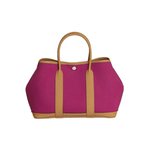 HERMES Garden Party Холст с Negonda Телячья кожа Сумка Унисекс Розово-фиолетовый Цвет печенья