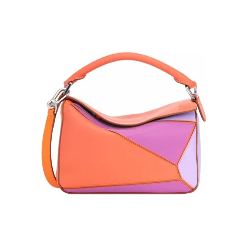 LOEWE Пазл Телячья кожа Сумка Сумка через плечо Сумка через плечо Мини Женская Фиолетовая и Оранжевая