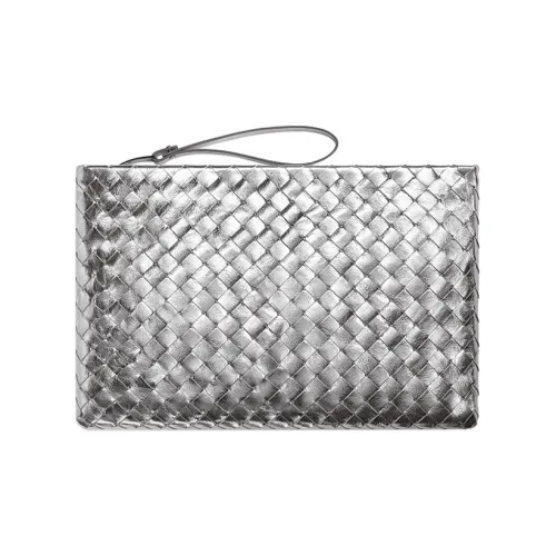 Bottega Veneta Sheepskin Clutch Large Women's Silver Bottega Veneta Овчина Клатч Большой Женские Серебристый