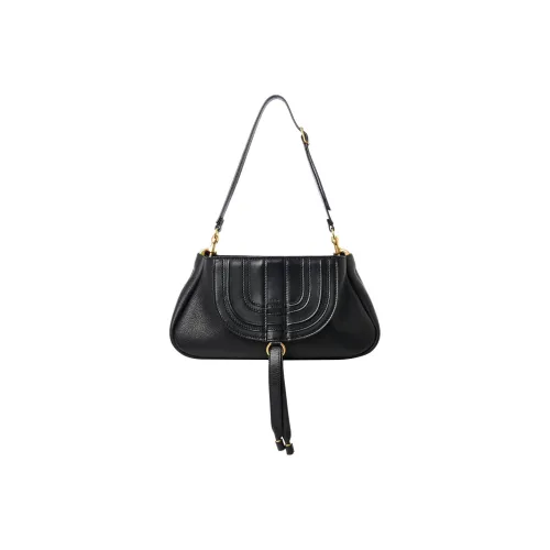 Chloe Marcie Рельефная Телячья Кожа Сумка через плечо Сумка на одно плечо Клатч Женский Черный