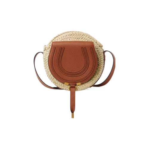 Chloe Marcie Raffia с текстурой Телячья кожа Сумка через плечо Стандартная Женская Коричневая