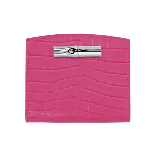 LONGCHAMP Roseau Крокодил Тисненый Телячья кожа Держатель для карт кошелек Женские Фуксия
