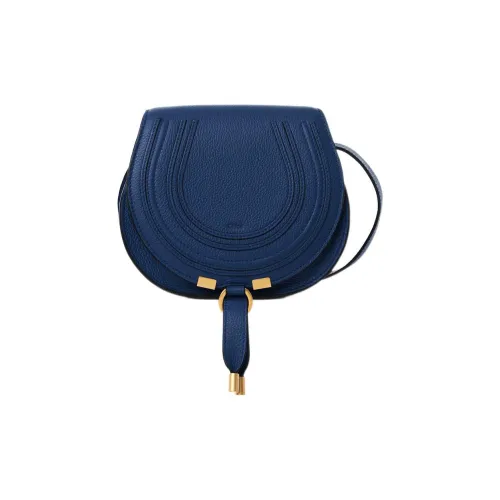 Chloe Marcie Телячья кожа с текстурой сумка через плечо Saddle маленькая сумка женская синяя